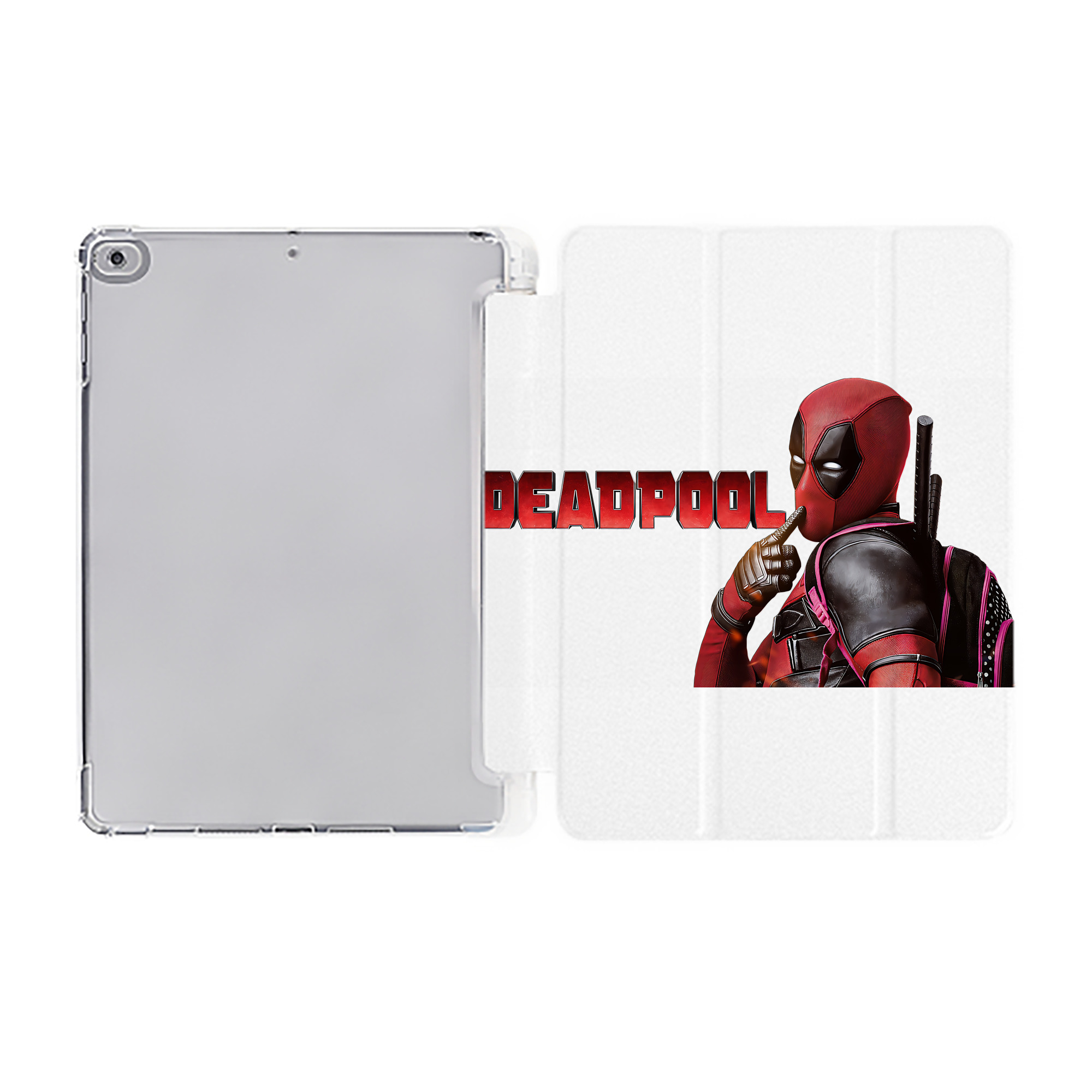 （画像用） Deadpool デッドプール IPad ケース ペン収納付き 三つ折りスタンド PUレザー×シリコン 対応機種9.5/10.5/10.9インチ
